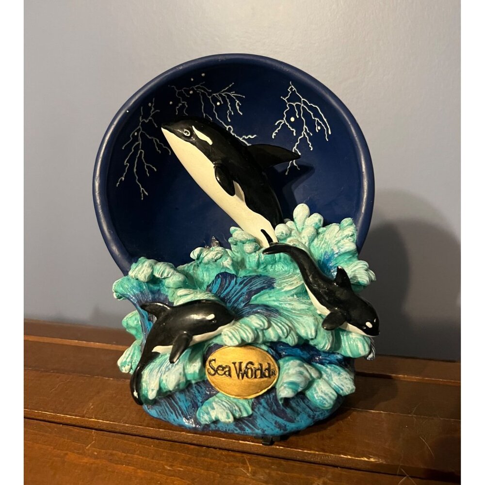 Y2K Sea World Orca Ceramic LightUp Musical Collectible Figurine Sealife‎ WORKS